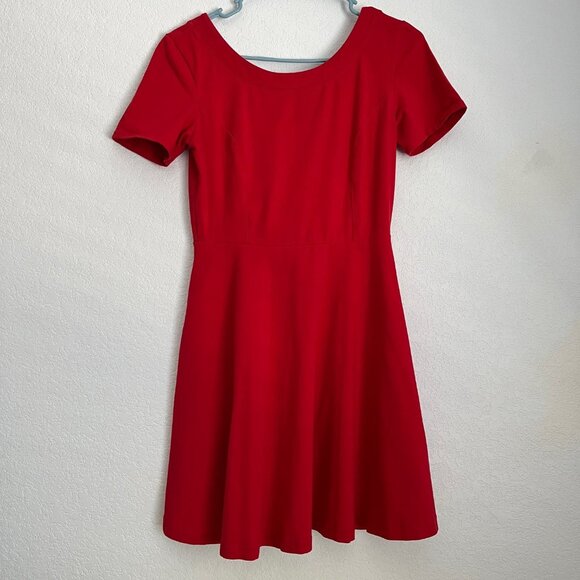 Express Scoop Neck Knit Dress with Exposed Back Zipper, Red, Size Medium - Picture 1 of 6